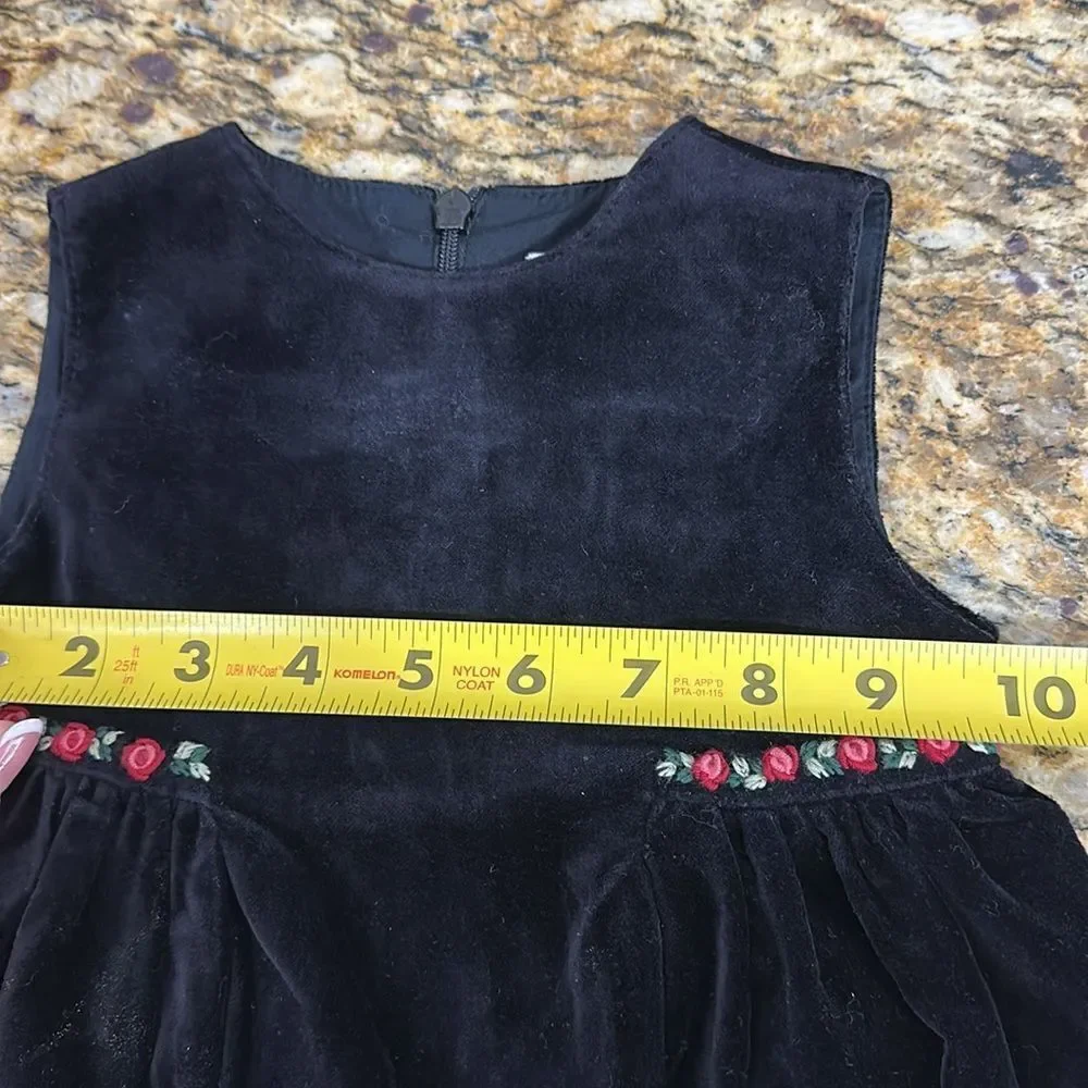 Gymboree Girls Velvet Holiday Dress With Embroidery Size 6-12 Mos